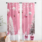 2Pcs Pink Christmas Tree Curtains with Pole Pockets Designed to Protect Privacy, Suitable for Decorating Various Scenes
