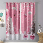 2Pcs Pink Christmas Tree Curtains with Pole Pockets Designed to Protect Privacy, Suitable for Decorating Various Scenes